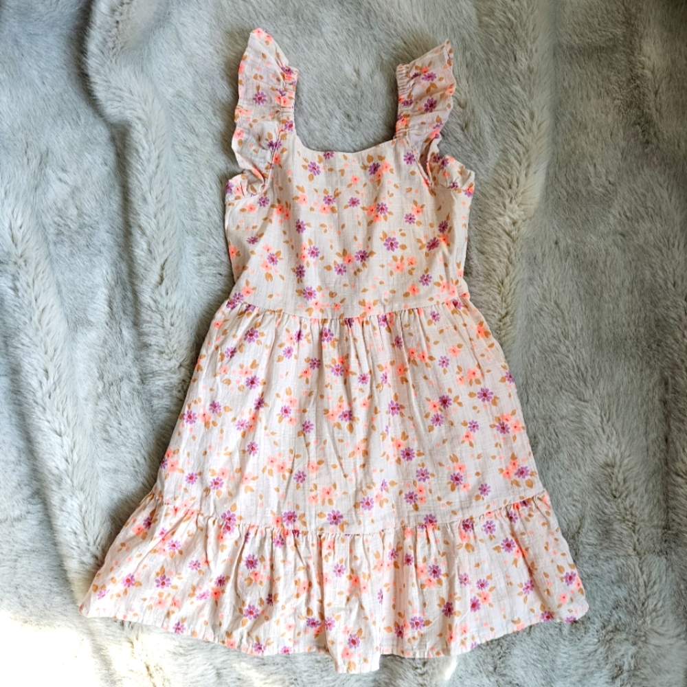 Floral Kids Dress in Pink and Purple Size S